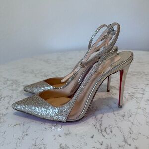 Christian Louboutin glitter pumps with ankle strap
